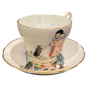 REGENCY Cup & Saucer Bone China England Hand Painted Alaska Eskimo Scene